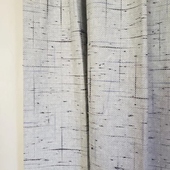 Sears Drapes 48W x 62L Tweed Print Pinch Pleat Curtains Blue VTG 50s 60s NEW